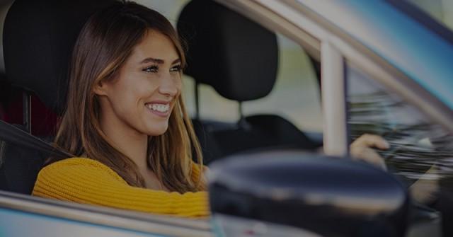 Woman driving car